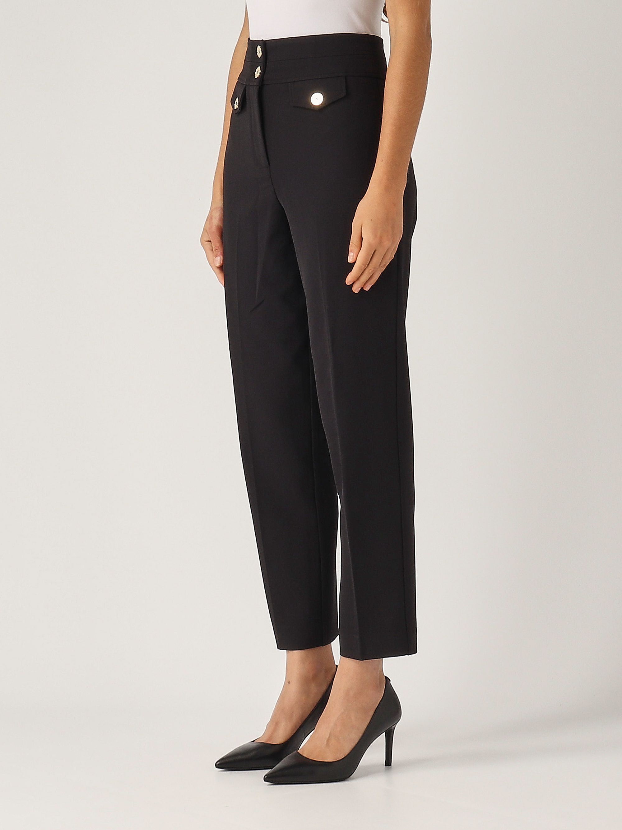 M17 Pantaloni Donna Jeans Vita Alta Con Doppio Bottone - Cotone Elastan, Blu Medio, Taglie UK 8-18, Lunghezza 74cm