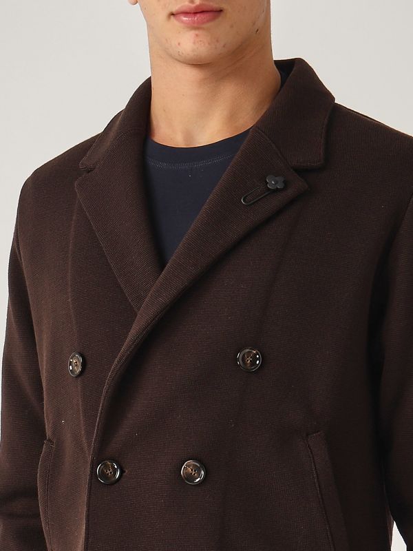 Lardini double-breasted virgin wool blazer with pin for men Lardini double-breasted virgin wool blazer with pin for men