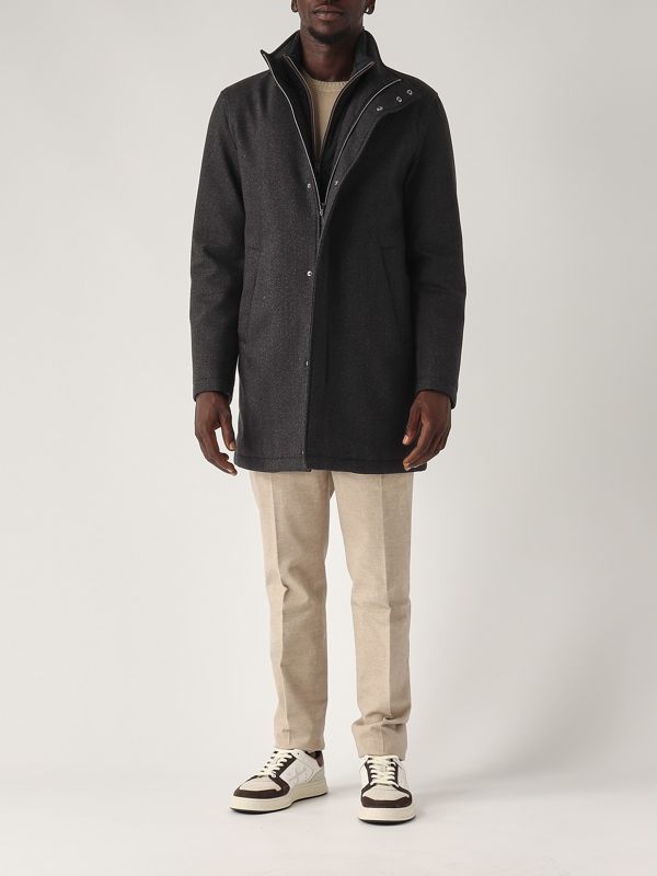 Herno wool tweed carcoat for men im000342u33426 Anthracite