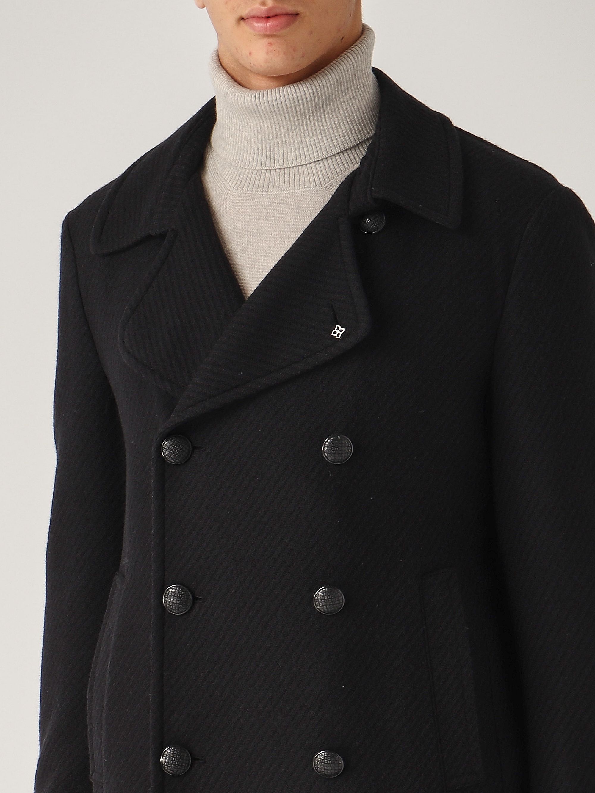 Tagliatore double-breasted diagonal-weave wool and cotton