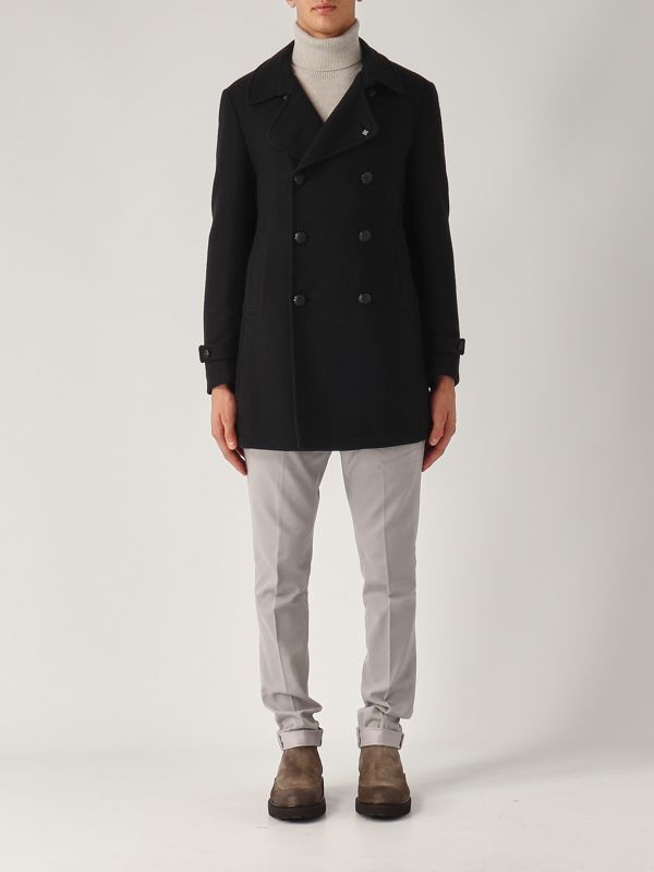 Caban Tagliatore en laine à tissage diagonale et coton à double