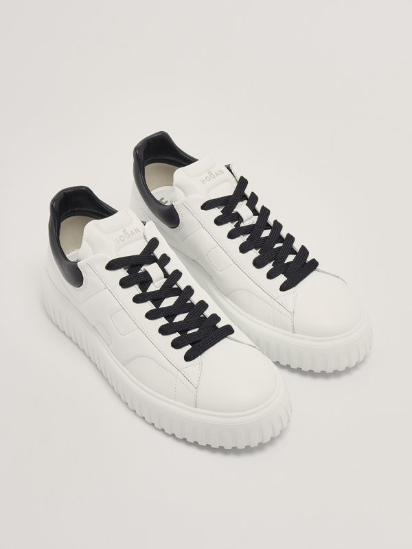 Men's Hogan H-Stripes Leather Sneakers hxm6450fc60le9 White
