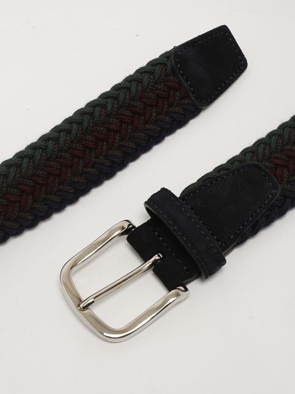 2. D'Amico multicolor woven wool and leather blend belt for men Blue-Bordeaux D'amico a24acu3072
