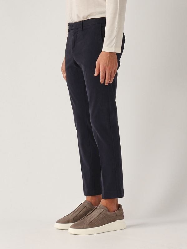 新品 PT TORINO TRAVEL GENTLEMAN FIT NAVY PT Torino Dieci slim-fit stretch cotton trousers for men