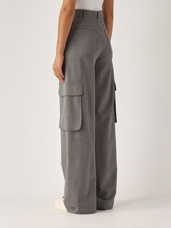 パンツ MAX MARA STUDIO Woman Pants Grey 2426136042600 010 Max Mara Studio Ghiera stretch wool cargo trousers for women