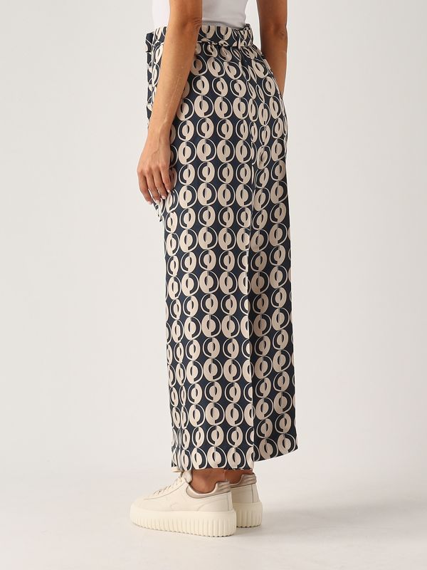 Women's S Max Mara Timeb silk pants 2429136012600 Navy-Beige