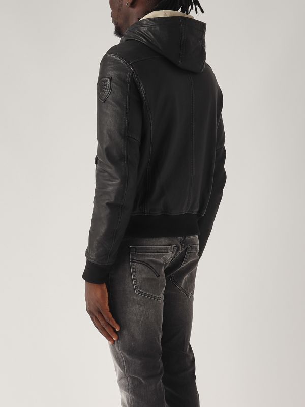 Blauer Alder Leather Jacket Alder Blauer Lederjacke Schwarz Blauer