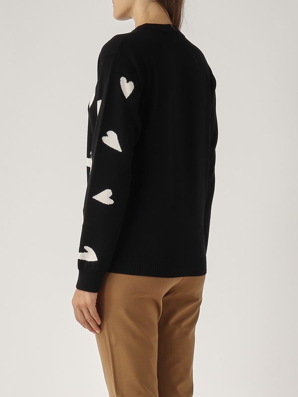 【限定40%OFF】 MAX MARA  STUDIO レディース  ピュアウール ハート柄 長袖ニット`ブラック`AROLD-SWEATER Max Mara 【限定40%OFF】 MAX MARA STUDIO レディース ピュア