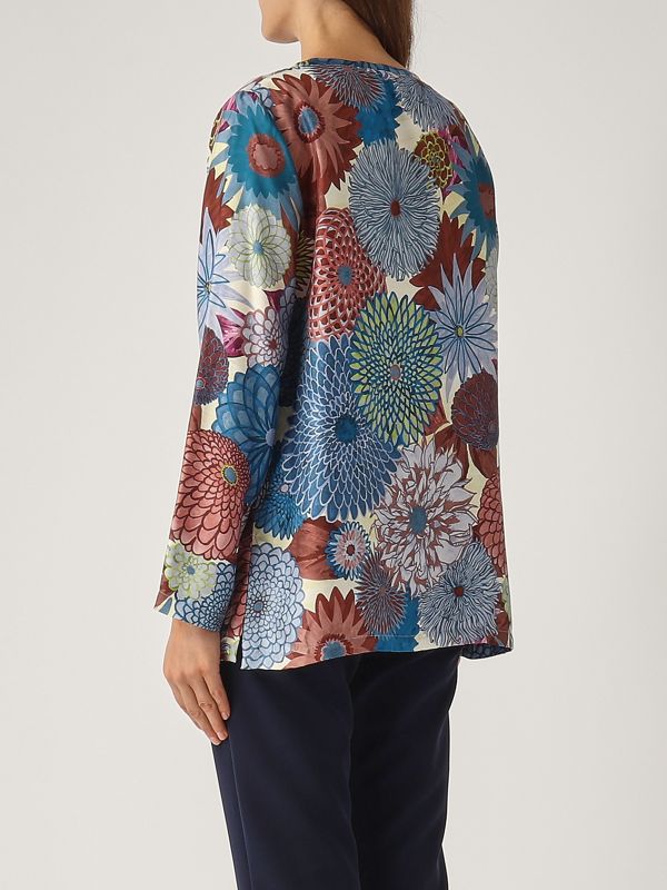 Chemisier En Soie Veronica Beard - Imprimé Floral Ivoire, Nœud Et Manches Longues - Taille 6, Neuf Avec étiquettes