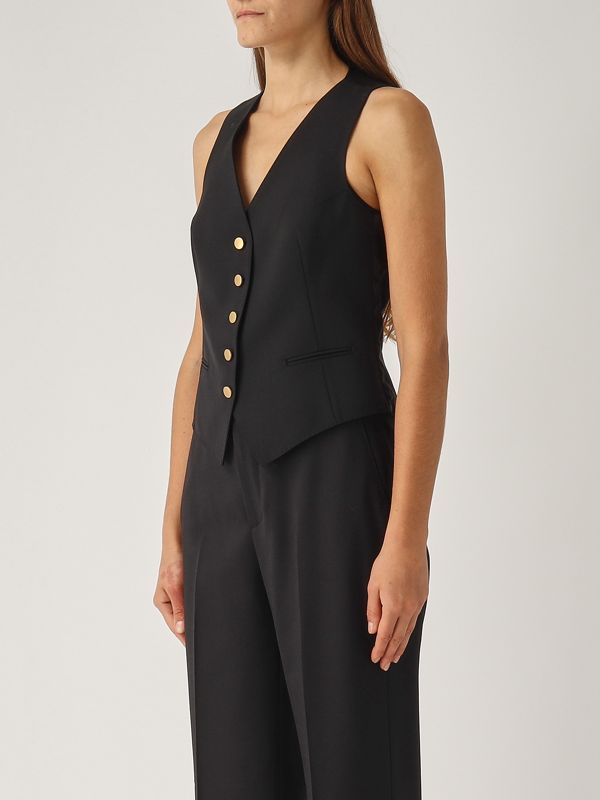 Tagliatore stretch wool blend vest for women giselle Black