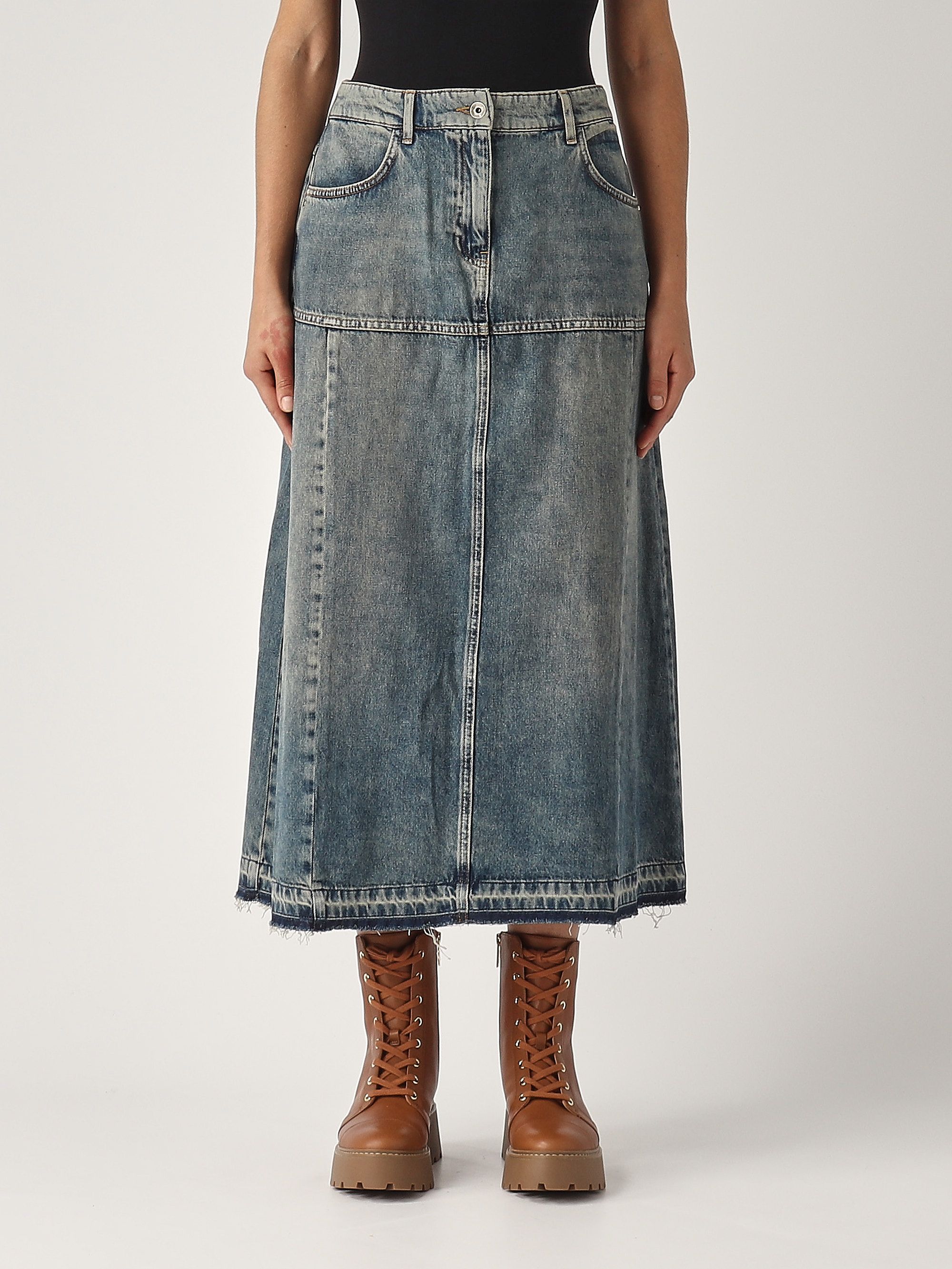 Patrizia Pepe women's skirt in cotton denim 8g0418d1wzb