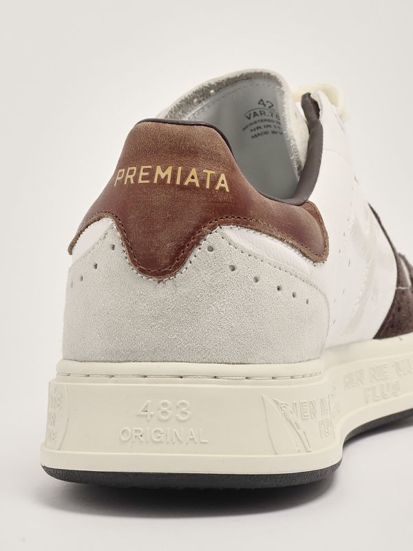 Premiata Quinn 7018 smooth leather and suede sneakers for