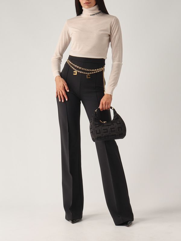 【25SS】 ELISABETTA FRANCHI ロゴ クロップド パンツ 2色 donna-abbigliamento-maglieria-