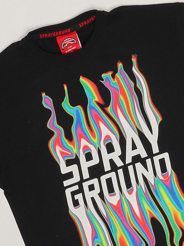 sprayground カラフルTシャツ 落書きデザイン 男女OK 4色 Sprayground boy's cotton T-shirt with print spy1144 Black