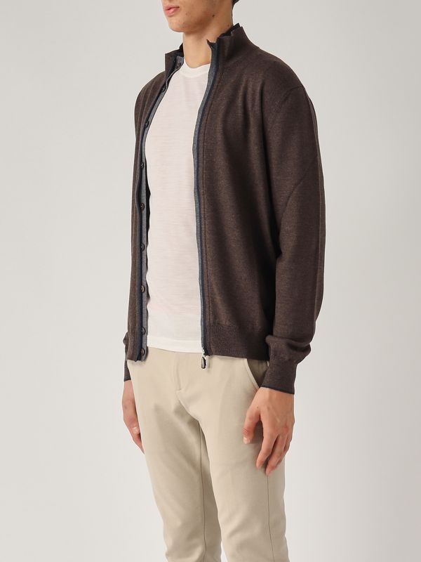 Gilet en laine entièrement zippé pour hommes Gran Sasso 5714214223