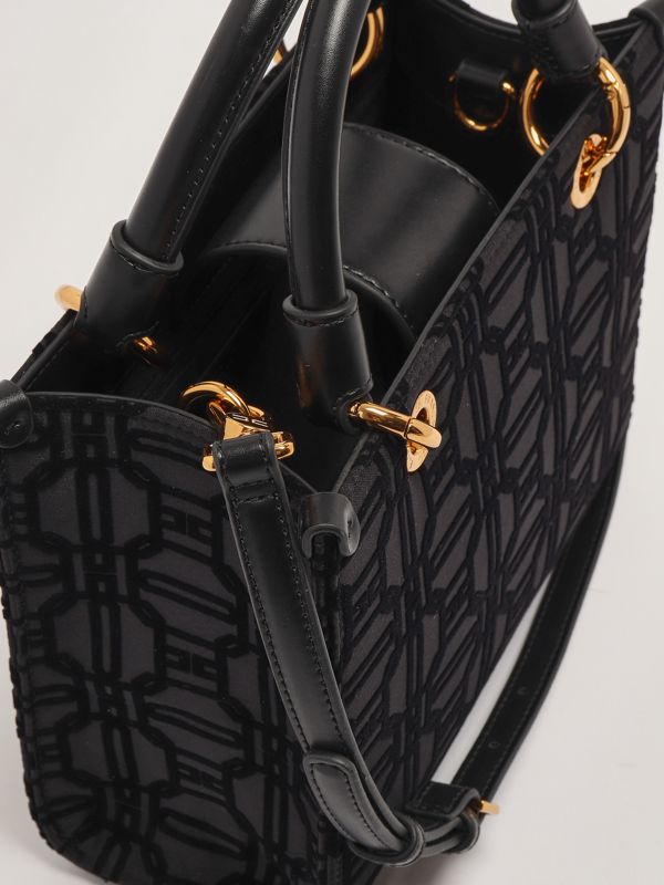 Elisabetta Franchi jacquard tote bag with charms for women