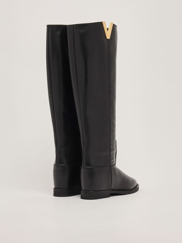 Via Roma 15 leather boots with V-shaped split for women 2568
