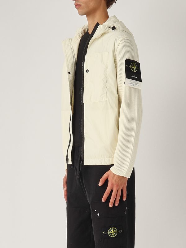 ★SALTY PEBBLE★ 2WAY_DETACHABLE CASENTINO JACKET [IVORY] Stone Island men's jacket in recycled wool and nylon