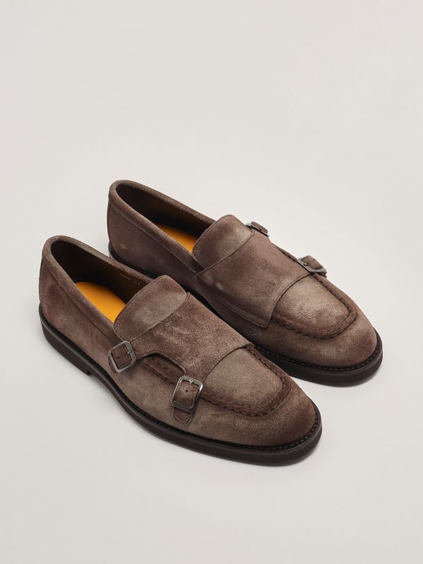 Doucal's suede loafers with double buckle for men Doucal's suede loafers with double buckle for men