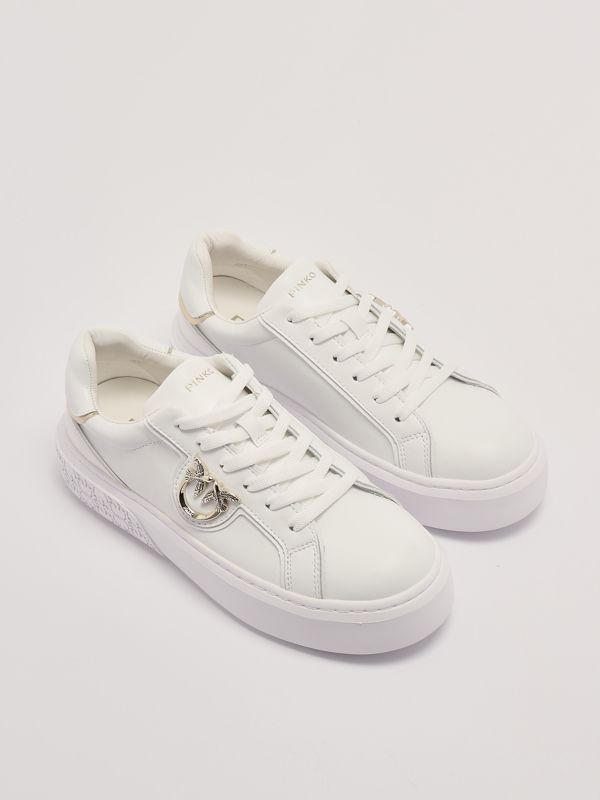 2. Yoko 01 women's leather sneakers White-Platinum Pinko ss0003p014