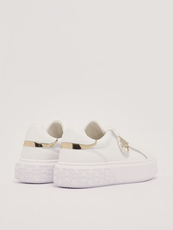 3. Yoko 01 women's leather sneakers White-Platinum Pinko ss0003p014