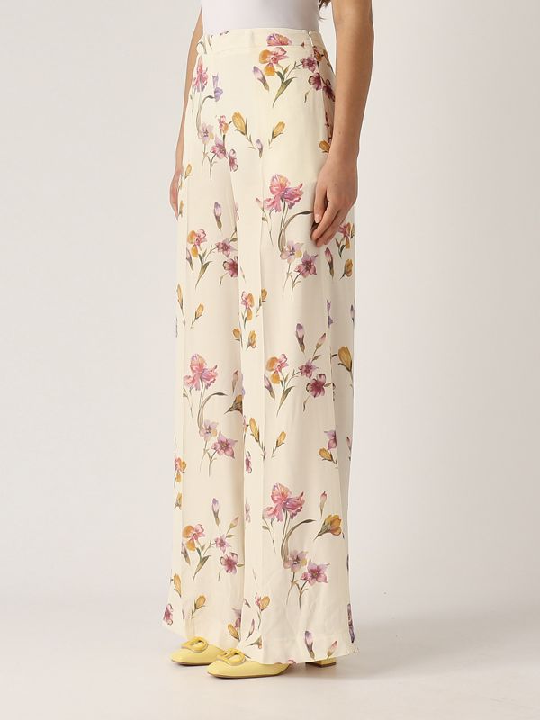 Viscose crepe de Chine trousers for women 251tp2775 White pearl