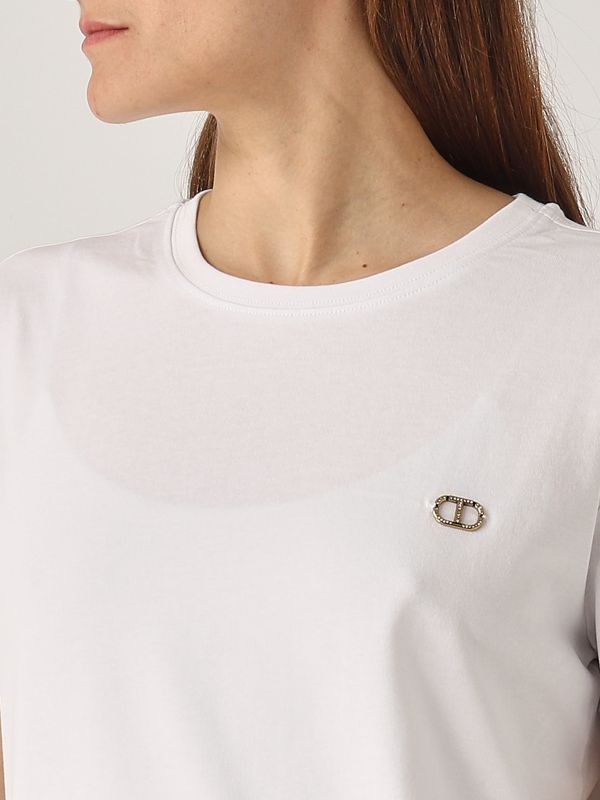 4. Women's cotton T-shirt White Twinset 251tp2074