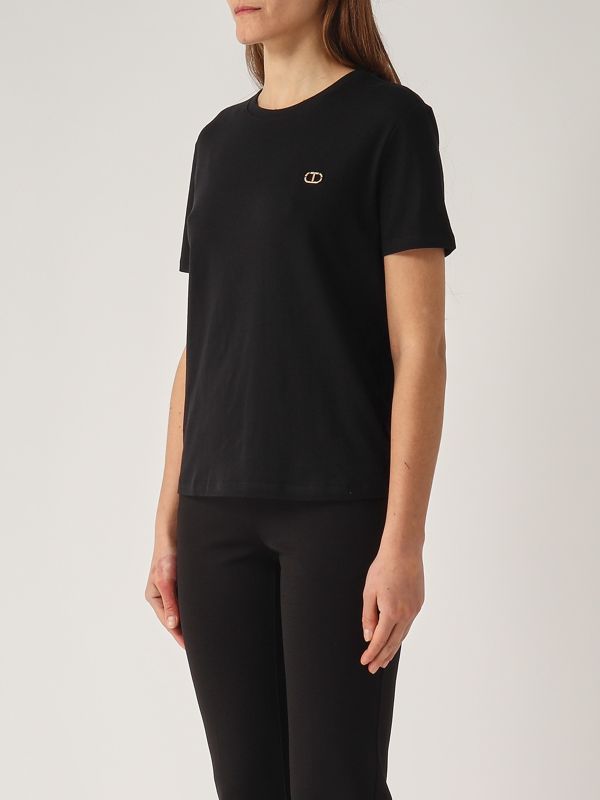 2. Women's cotton T-shirt Black Twinset 251tp2074