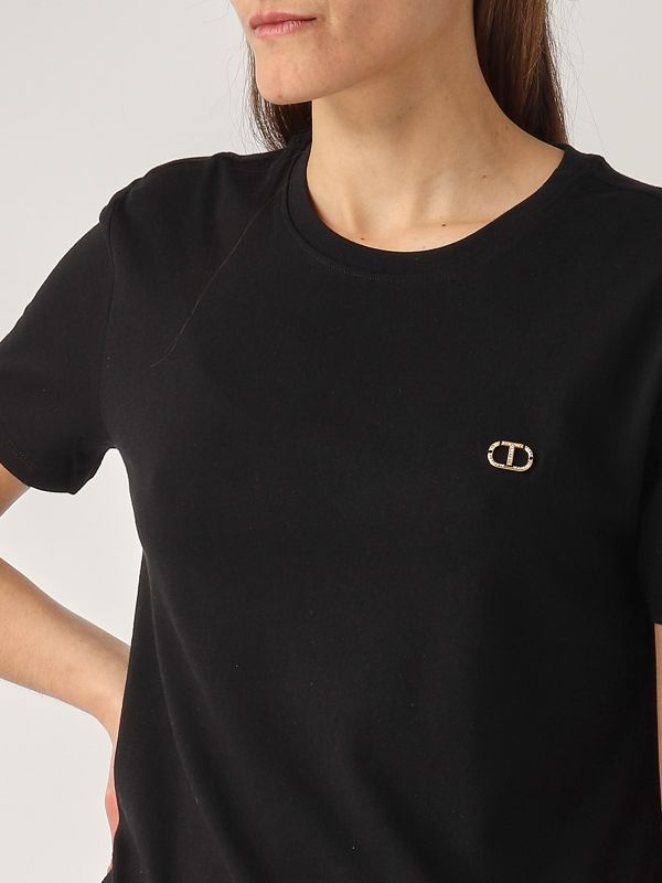 4. Women's cotton T-shirt Black Twinset 251tp2074