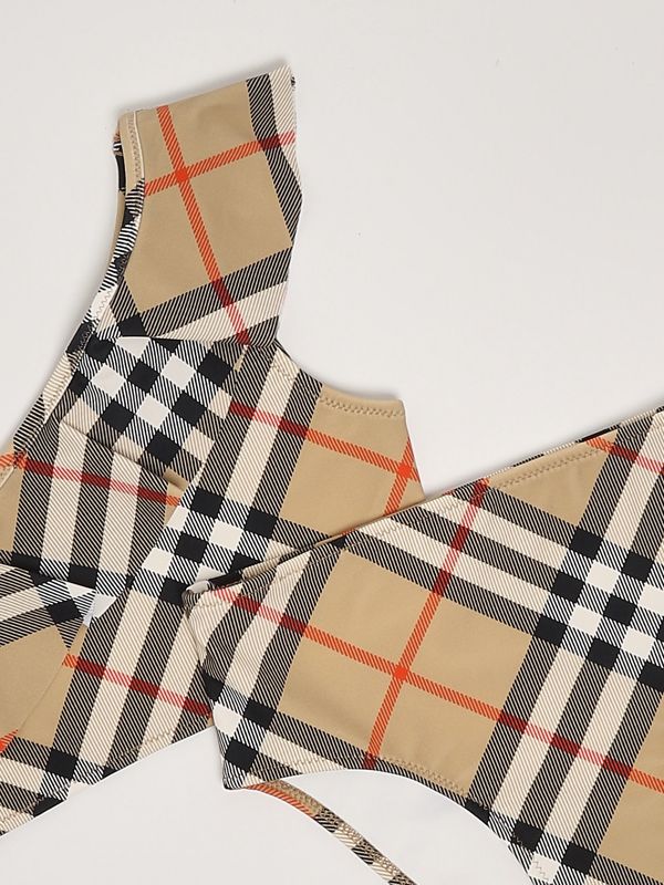 3. Bikini-Badeanzug Casla für Mädchen aus Stretchmaterial Check Beige Burberry 8100076