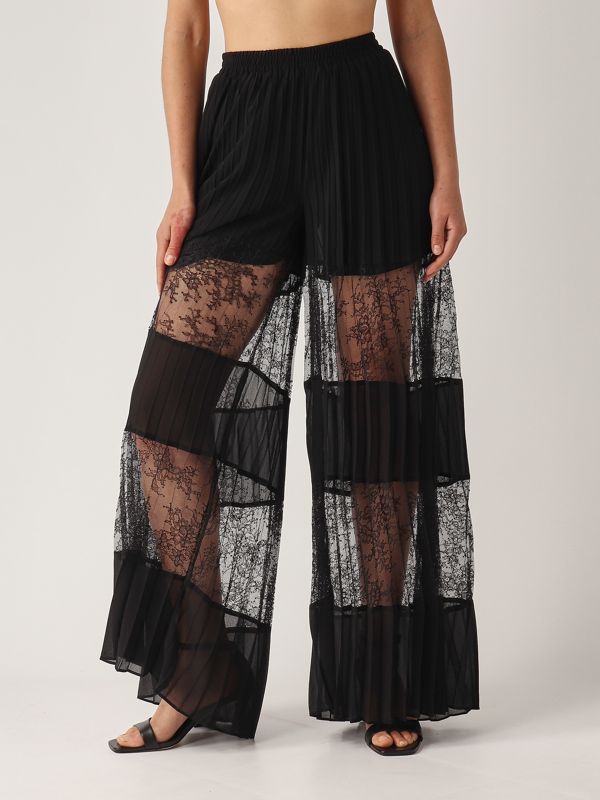 4. Women's georgette pants Black Twinset 251tp2782