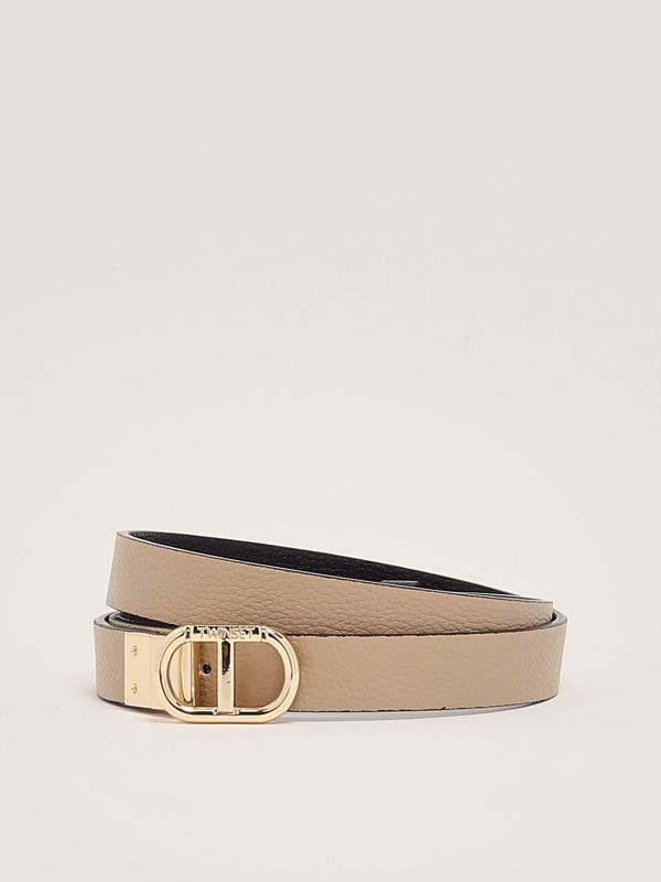 Twinset Women's reversible leather belt - Black-Beige | Caposerio.com