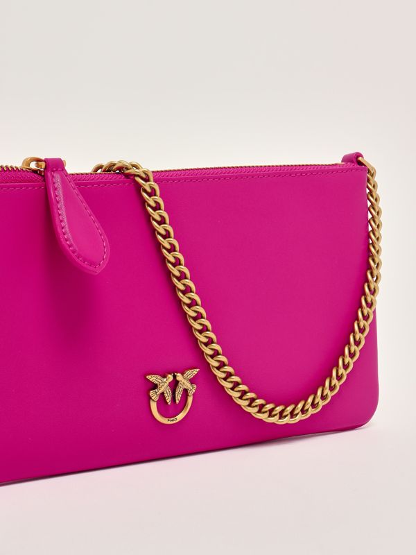Pinko Women's Horizontal Flat Leather Bag - Fuchsia | Caposerio.com
