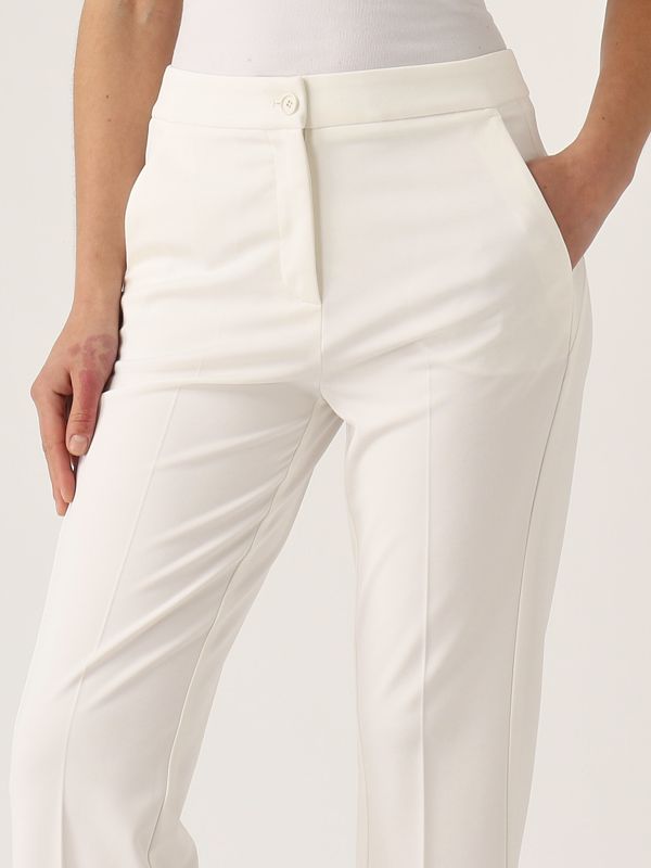 4. Pantalone donna Resta in tessuto tecnico di viscosa stretch Bianco Pinko 104926a0hm