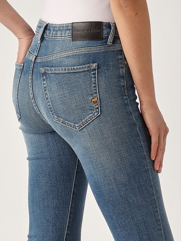 4. Damenjeans Flora Flare No Belt aus Stretch-Baumwolle Medium Denim Pinko 100561a2dp