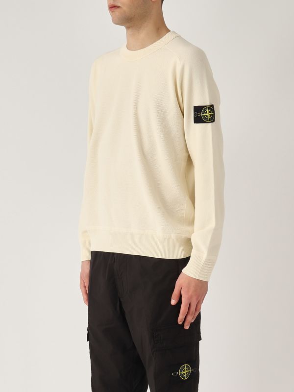 Tシャツ・カットソー STONE  Ivory Cotton Blend Sweater uomo-abbigliamento-maglieria-