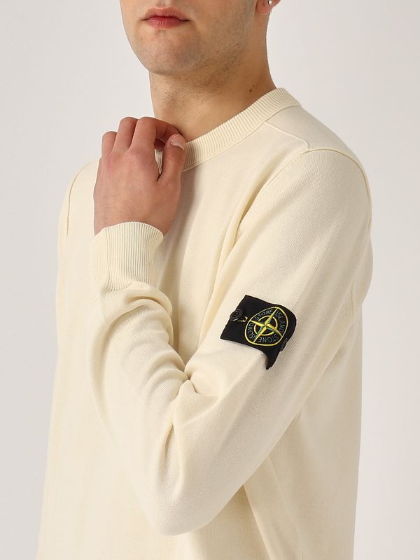 4. Pull en coton biologique pour homme Ivoire Stone Island k1s155100053s00b2