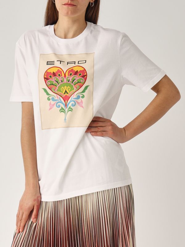 4. T-shirt donna in cotone Bianco Etro wrma0005ak787