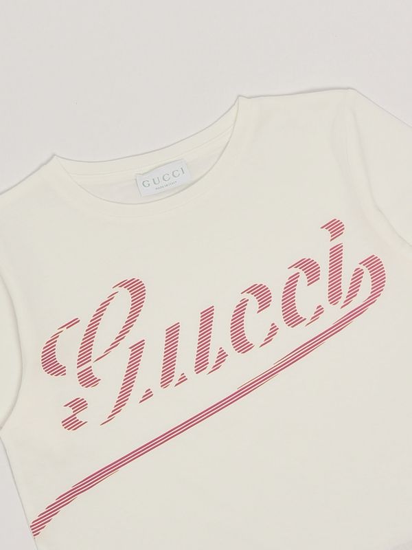 3. T-shirt bambina in cotone Bianco-Fuxia Gucci 547559xjgy9
