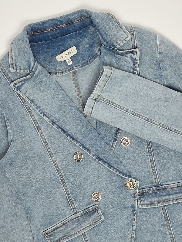3. Denim-Blazer für Mädchen Helles Denim Twinset 251gj2540