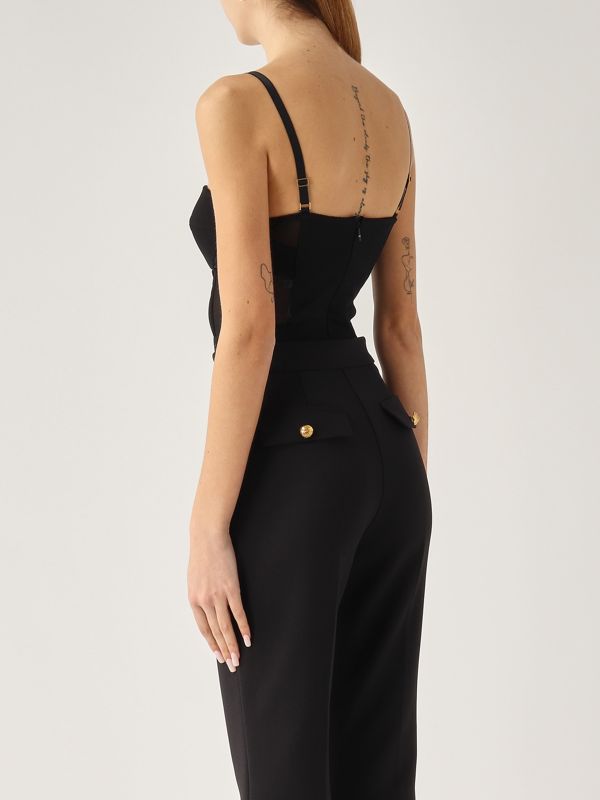 3. Body donna in crepe e tulle Nero Elisabetta Franchi bo02351e2