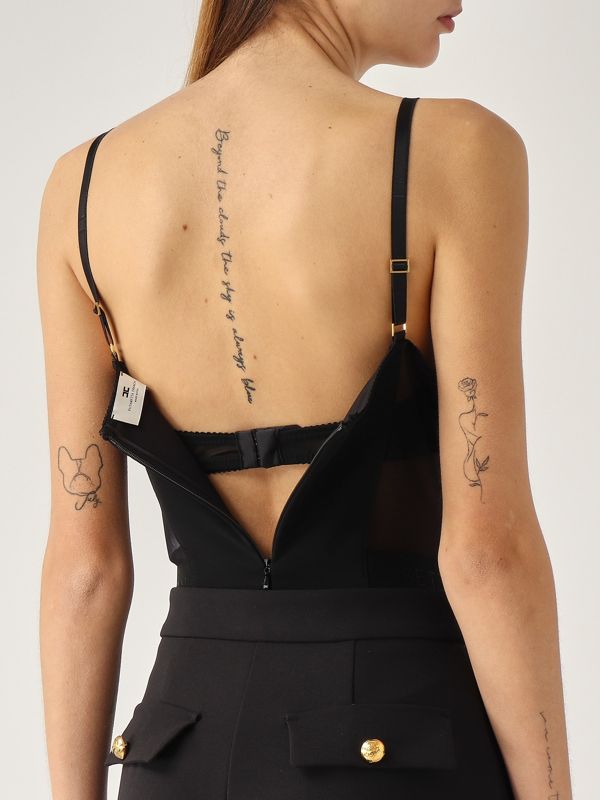 5. Body donna in crepe e tulle Nero Elisabetta Franchi bo02351e2