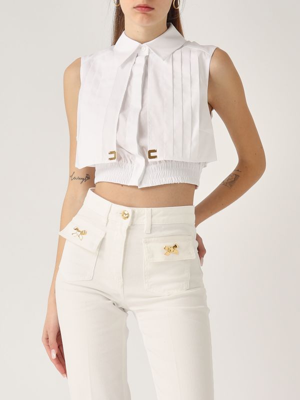 Elisabetta Franchi Women's Linen and Viscose Vest White