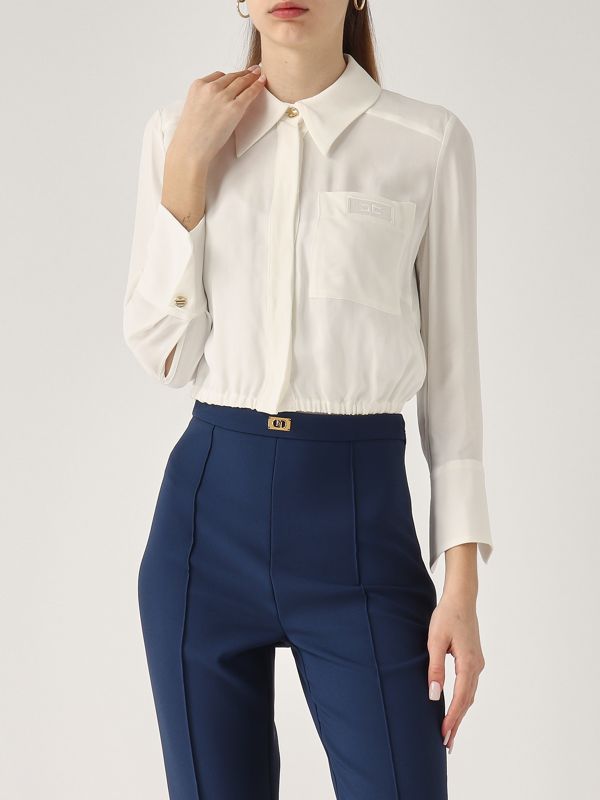 4. Camicia donna in georgette Avorio Elisabetta Franchi ca05551e2