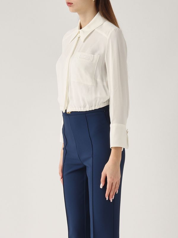 2. Camicia donna in georgette Avorio Elisabetta Franchi ca05551e2