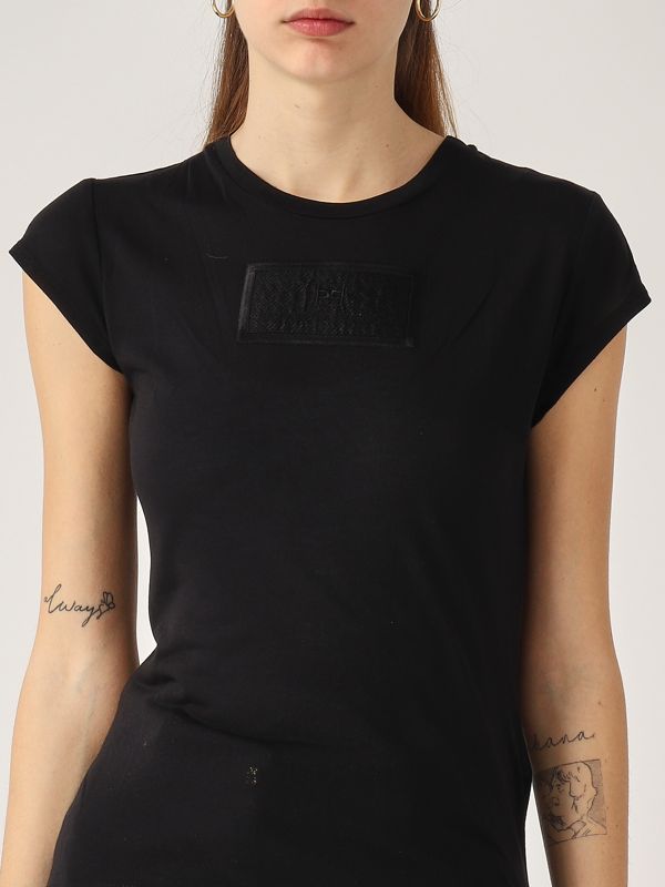 DOLCE & GABBANA: T-shirt in cotone con monogram - Nero | T-Shirt Dolce