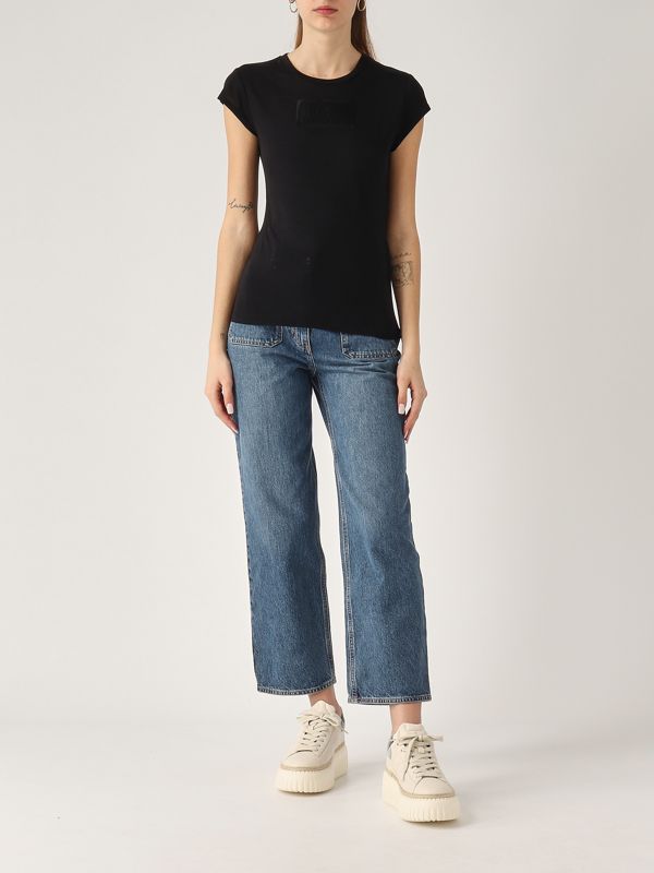 Tシャツ・カットソー ELISABETTA FRANCHI Women Tops MA00451E2 110 black Women's modal T-shirt ma00451e2 Black | Caposerio.com