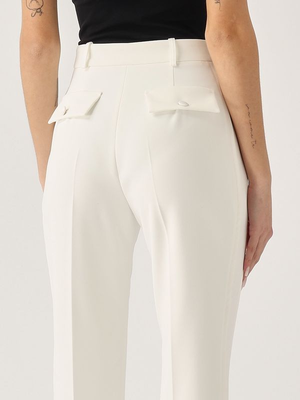 Women's crepe pants pa08651e2 Ivory | Caposerio.com
