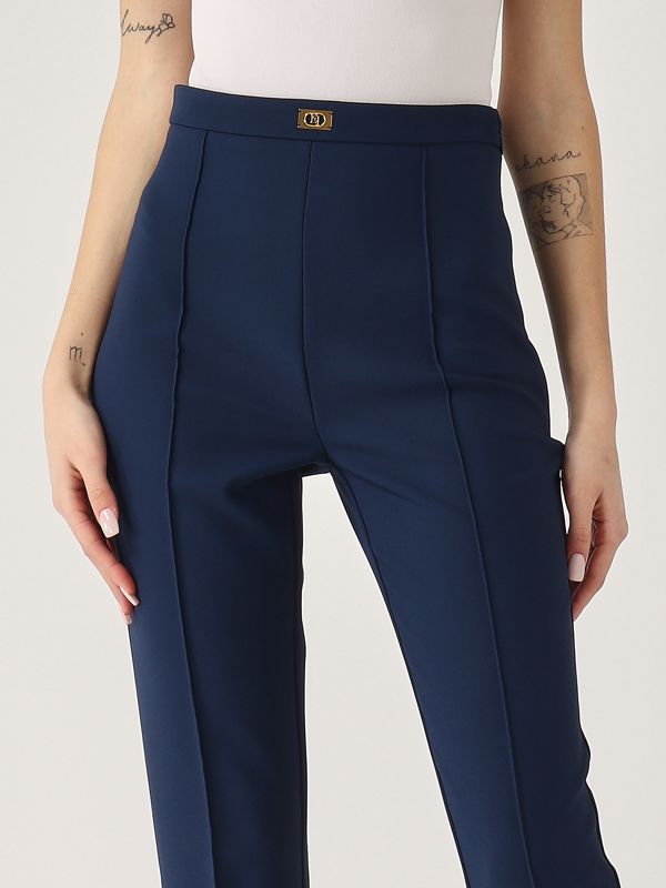 4. Women's crepe pants Navy Elisabetta Franchi pa07951e2