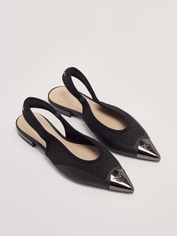 Pinko ballerine slingback a punta Gianira con lacci nero